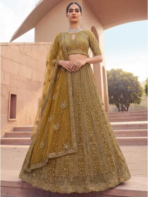 Golden Color Net Lehenga Choli