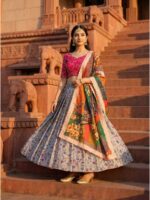 Grey Color Satin Silk Lehenga Choli