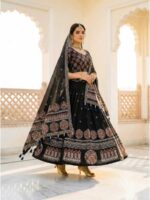 Black Color Cotton Rayon Lehenga Choli