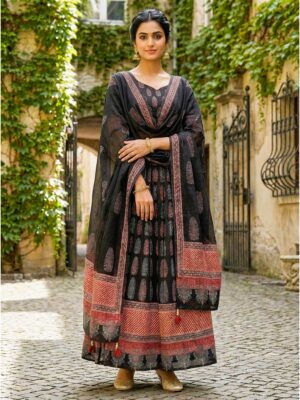 Black Color Cotton Rayon Lehenga Choli