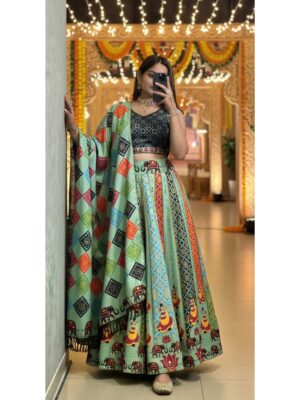 Pista Color Cotton Rayon Lehenga Choli