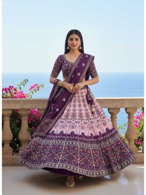 Purple Color Cotton Rayon Lehenga Choli