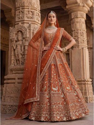 Orange Color Silk Lehenga Choli