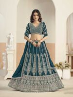 Teal Color Faux Georgette Lehenga Choli