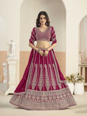 Pink Color Faux Georgette Lehenga Choli