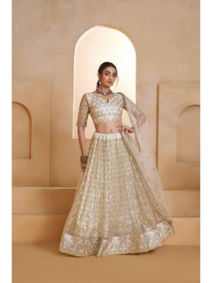 Off White Color Butterfly Net Lehenga Choli
