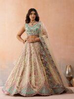 Cream Color Tissue Lehenga Choli