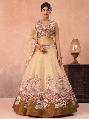 Beige Color Net Lehenga Choli