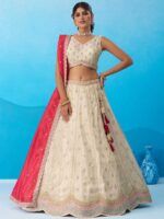 Cream Color Tissue Lehenga Choli