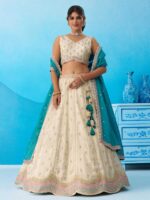Cream Color Tissue Lehenga Choli