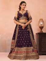 Purple Color Chinon Lehenga Choli