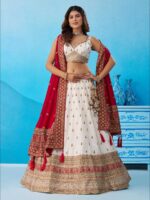 White Color Chinon Lehenga Choli