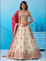 Cream Color Tissue Lehenga Choli