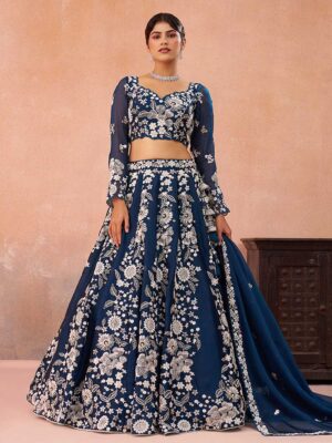 Blue Color Organza Lehenga Choli