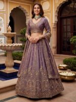 Orchid Color Fendy Orgenza Silk Lehenga Choli