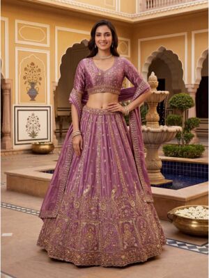 Pink Purple Color Fendy Orgenza Silk Lehenga Choli