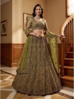 Pista Color Net Lehenga Choli
