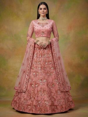Peach Color Net Lehenga Choli