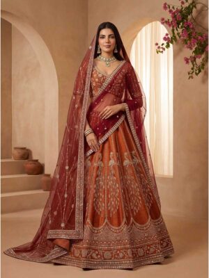 Orange Color Gadhwal Silk Lehenga Choli