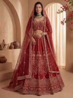 Red Color Gadhwal Silk Lehenga Choli