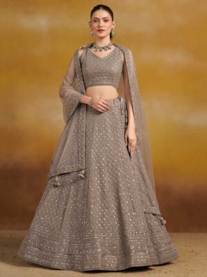 Grey Color Georgette Lehenga Choli