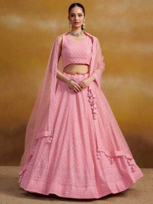 Pink Color Georgette Lehenga Choli