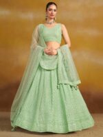 Mint Green Color Georgette Lehenga Choli