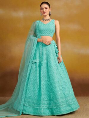 Sea Green Color Georgette Lehenga Choli