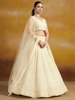 White Color Georgette Lehenga Choli