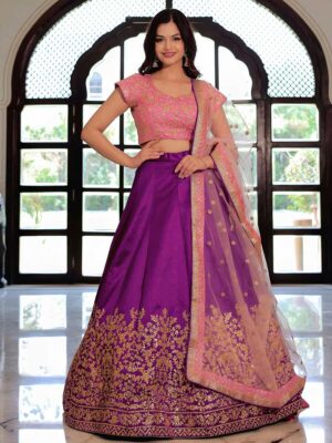 White Color Satin Lehenga Choli
