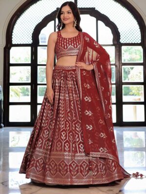 Dark Green Color Art Silk Lehenga Choli