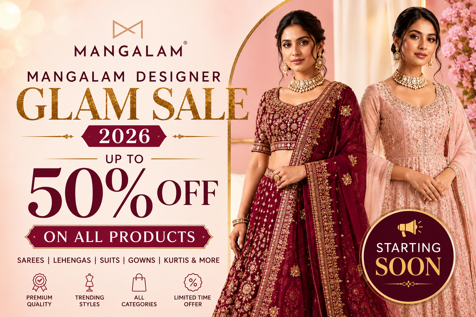 Mangalam Designer Glam Sale 2026 Up to 50% OFF on All Products – Starting Soon